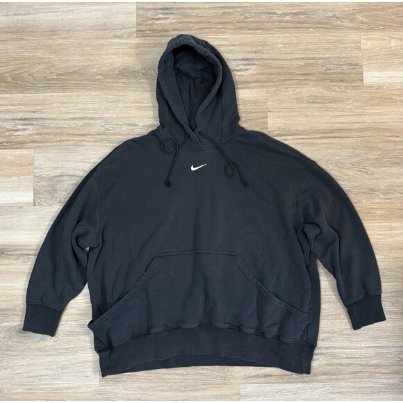 Nike Embroidered Middle Swoosh Hoodie Vintage Black Size XXL Y2K - Picture 1 of 9